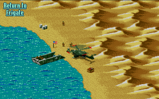 Desert Strike: Return to the Gulf (Amiga) screenshot: Delivering MIAs