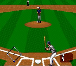 MLBPA Baseball (SNES) screenshot: Now the other team is at bat.