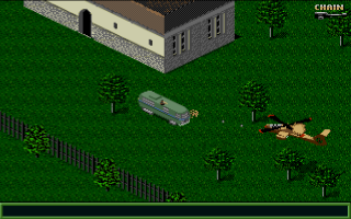 Jungle Strike (Amiga) screenshot: Attacking armored RV