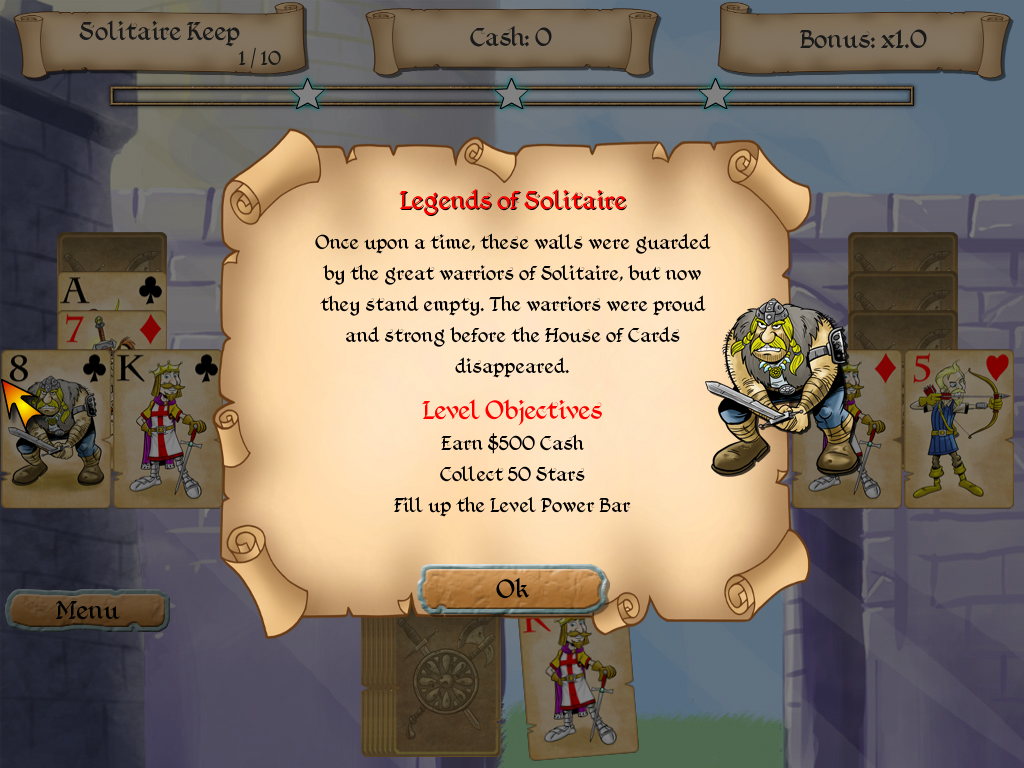 Legends of Solitaire: The Lost Cards (Windows) screenshot: The objectives of the second area
