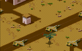 Desert Strike: Return to the Gulf (Amiga) screenshot: Enemy airfield