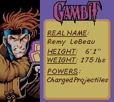X-Men: Mutant Wars (Game Boy Color) screenshot: Gambit