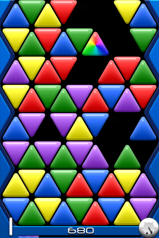 Trism (iPhone) screenshot: Sometimes, Rainbow Trisms will be created - these act as wildcards.