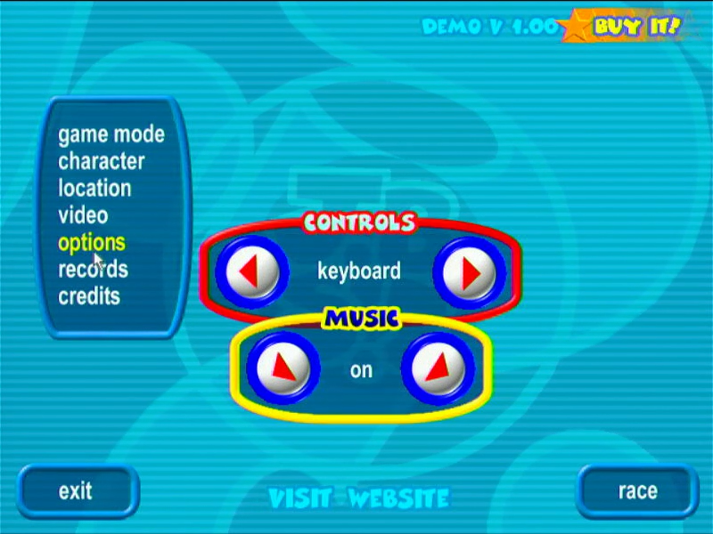 Jetboat Superchamps 2 (Windows) screenshot: Very limited options menu
