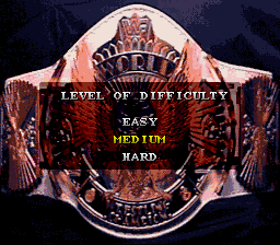 WWF Super WrestleMania (SNES) screenshot: What difficulty level do you want?