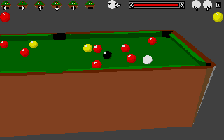 Sharkey's 3D Pool (Atari ST) screenshot: Now one into the bottom corner