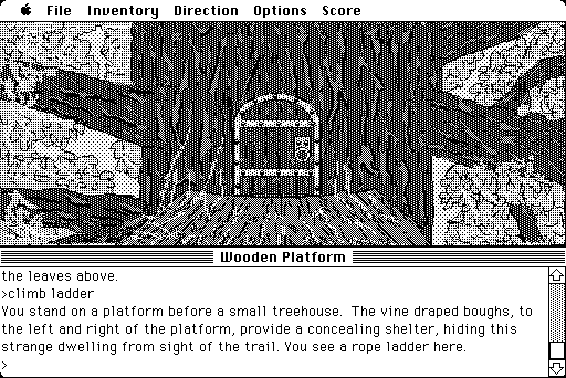 Legacy (Macintosh) screenshot: Outside a treehouse
