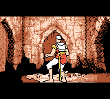 Dragon's Lair (Game Boy Color) screenshot: There will be falling rocks, here.