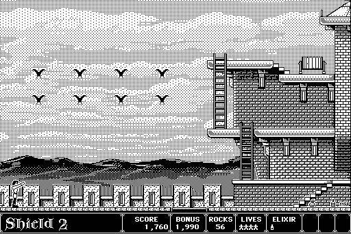 Dark Castle (Macintosh) screenshot: Galaxian-esque bats
