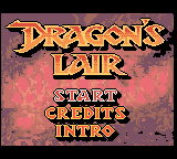 Dragon's Lair (Game Boy Color) screenshot: Main menu