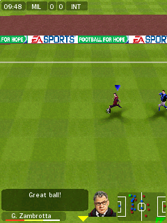 FIFA 09 (Symbian) screenshot: The manager commenting on the game