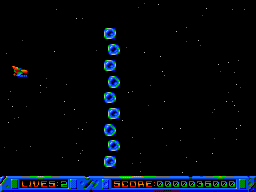 Parallax (SAM Coupé) screenshot: Blue eggs or whatever it is