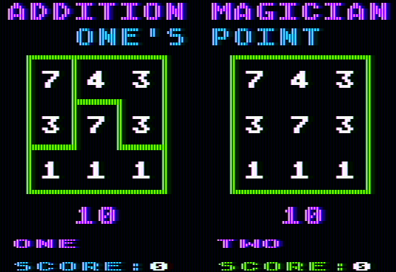 Addition Magician (Apple II) screenshot: Fastest player gets a point