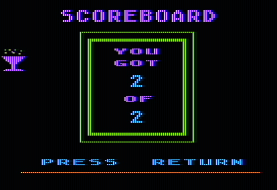 Addition Magician (Apple II) screenshot: Scoreboard