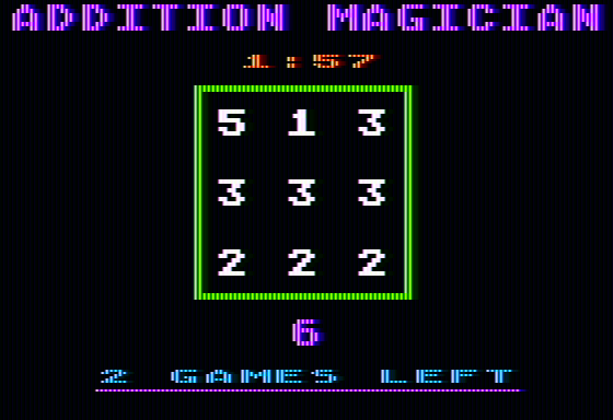 Addition Magician (Apple II) screenshot: Start of game