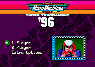 Micro Machines: Turbo Tournament 96 (Genesis) screenshot: Main Menu