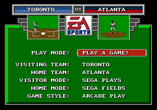 Tony La Russa Baseball (Genesis) screenshot: Main menu