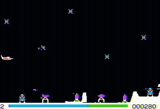 Pegasus II (Apple II) screenshot: Flying objects