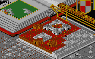 Populous: The Promised Lands (Atari ST) screenshot: Block land - Computer's guys.
