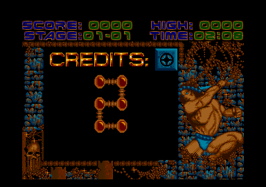 Magic Lines (Atari ST) screenshot: Will you use a credit?...While you decide, the time is decreasing...