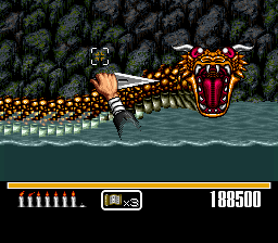 Shien's Revenge (SNES) screenshot: Giant dragon snake