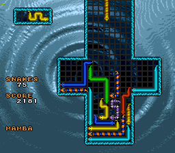 WildSnake (SNES) screenshot: Water background with plus grid