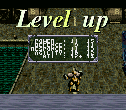 Solid Runner (SNES) screenshot: Fight enough enemies and level up your character.