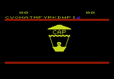 Kids on Keys (VIC-20) screenshot: Type this word to complete the level.