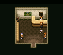 Solid Runner (SNES) screenshot: Side quest: The kid in the top left corner is missing his mum, go find her!