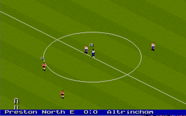 Manchester United: The Double (DOS) screenshot: The epic struggle between Preston North End & Altrincham begins.