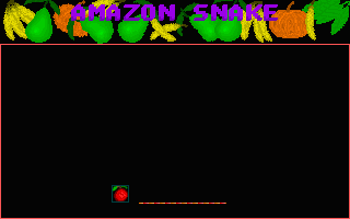 Amazon Snake (DOS) screenshot: The snake has grown and is heading for more food. As soon as one piece of food has been eaten another appears somewhere on the screen.