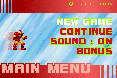 The Invincible Iron Man (Game Boy Advance) screenshot: Menu screen
