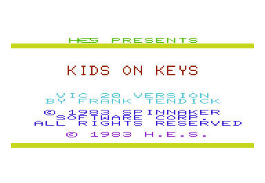 Kids on Keys (VIC-20) screenshot: Title screen