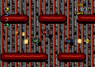 Micro Machines: Turbo Tournament 96 (Genesis) screenshot: On the BBQ