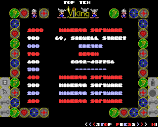 Ibix the Viking (Acorn 32-bit) screenshot: High scores