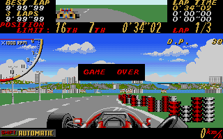 Super Monaco GP (Amiga) screenshot: Game Over
