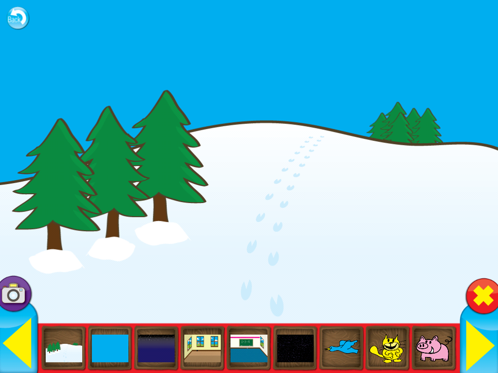 Giraffe's PreSchool Playground (iPad) screenshot: A snowy background for Christmas-y usage