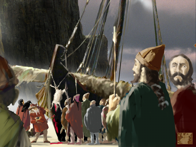Leif and the American Viking (Windows) screenshot: The travellers are sacrificing an animal