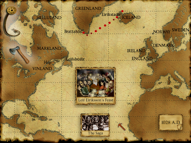 Leif and the American Viking (Windows) screenshot: The map