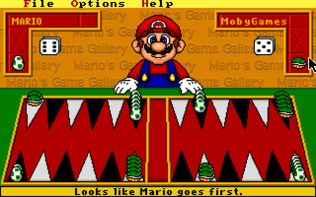 Mario's Game Gallery (DOS) screenshot: Rolling to see who goes first.