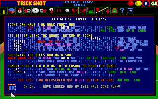Archer Maclean's Pool (Atari ST) screenshot: That last tip is right on!