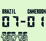 Nintendo World Cup (Game Boy) screenshot: The final score. Brazil is celebrating.