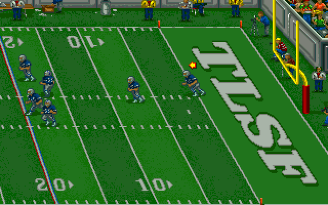 Tom Landry Strategy Football Deluxe Edition (DOS) screenshot: It's a long way for Seattle now.