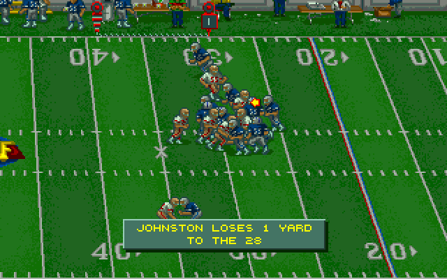 Tom Landry Strategy Football Deluxe Edition (DOS) screenshot: Look that mess!