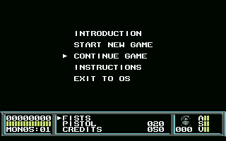 Metal Warrior 3 (Commodore 64) screenshot: Main menu