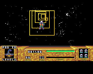 Dan Dare III: The Escape (Amiga) screenshot: Teleporting through space