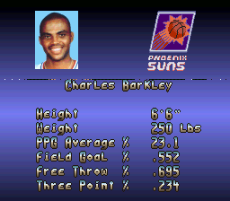 NBA All-Star Challenge (SNES) screenshot: Play as one of the team's men, no choice here.