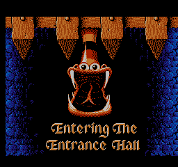 Dragon's Lair (NES) screenshot: The European and Japanese versions have splash screens in between the stages.