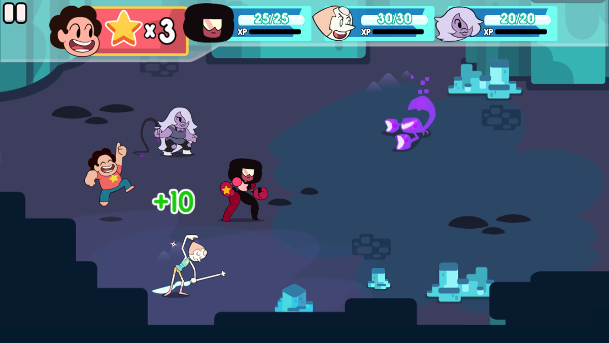 Attack the Light: Steven Universe Light RPG (iPhone) screenshot: Steven can heal his companions by encouraging them.