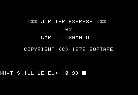 Jupiter Express (Apple II) screenshot: Title screen